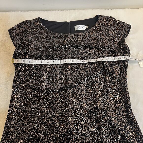 Eliza J Black & Gold Sequin Cocktail Dress NWT Women’s 14 EJ3M7111 - Picture 9 of 10